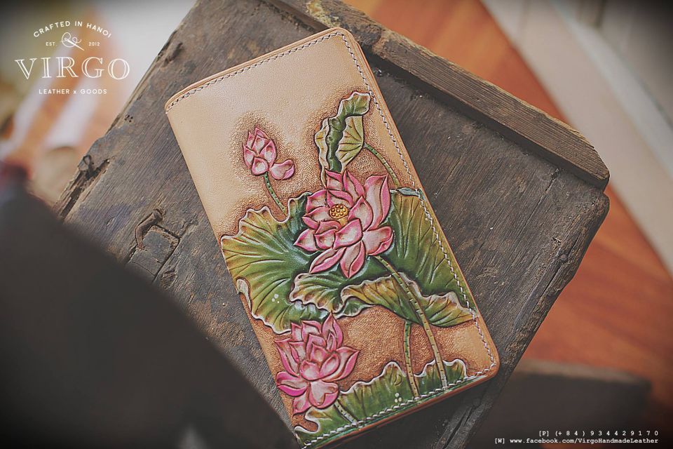 Beige Lotus Long Wallet