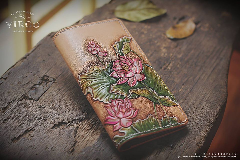 Beige Lotus Long Wallet