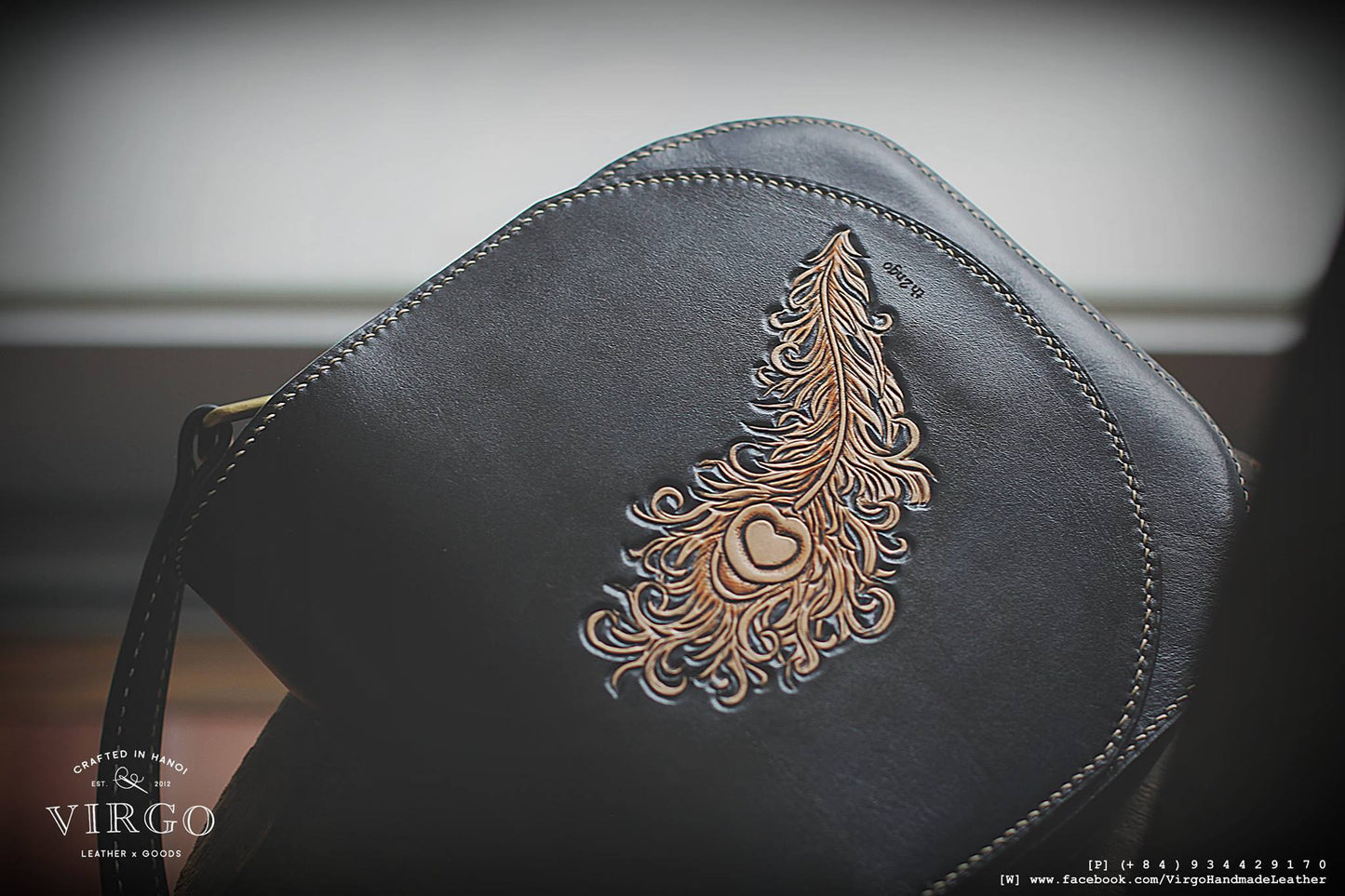 Feather Half Moon Crossbody Bag