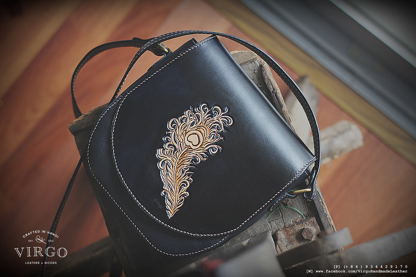 Feather Half Moon Crossbody Bag