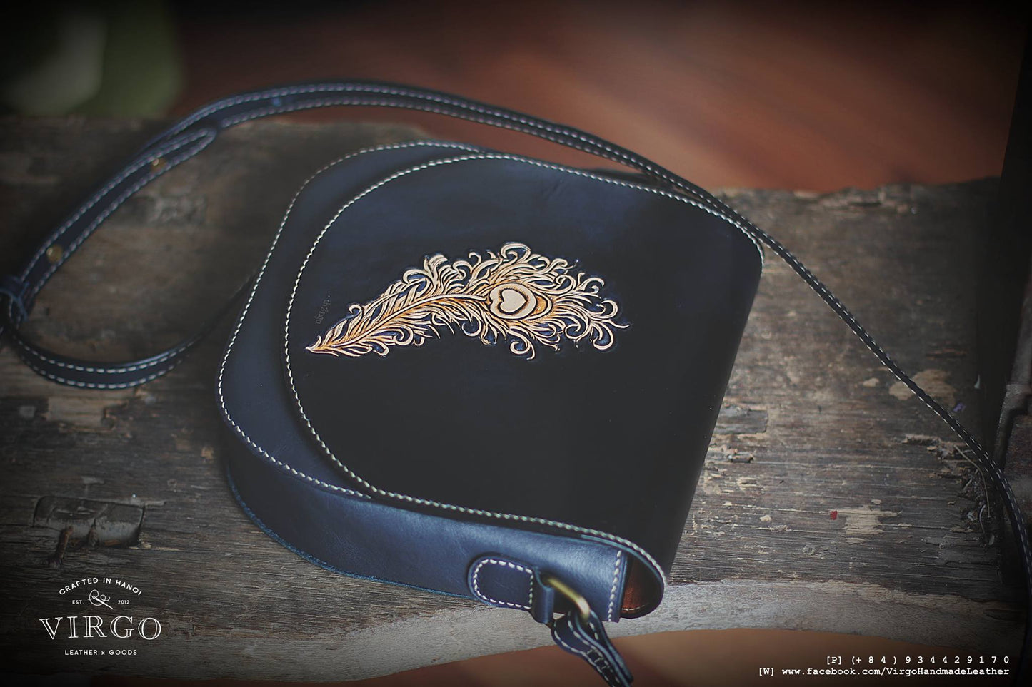 Feather Half Moon Crossbody Bag