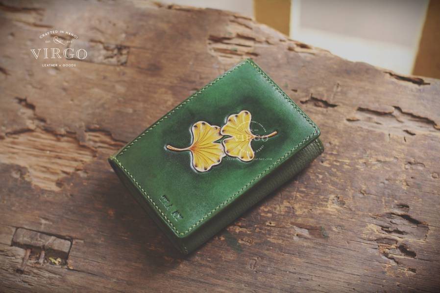 Ginkgo Hand Carved Short Coin Wallet