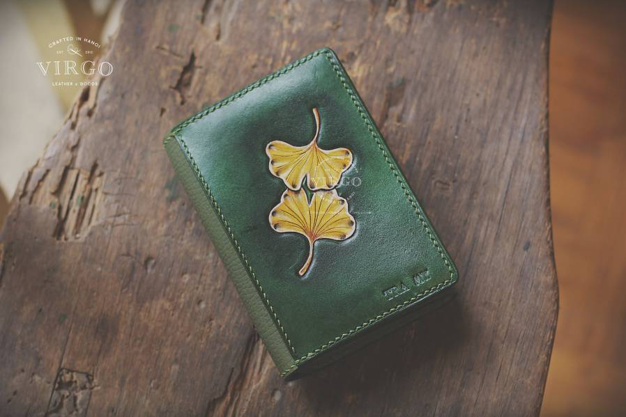 Ginkgo Hand Carved Short Coin Wallet