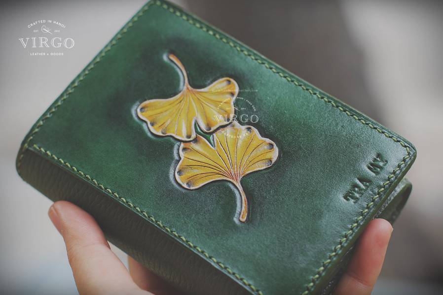 Ginkgo Hand Carved Short Coin Wallet