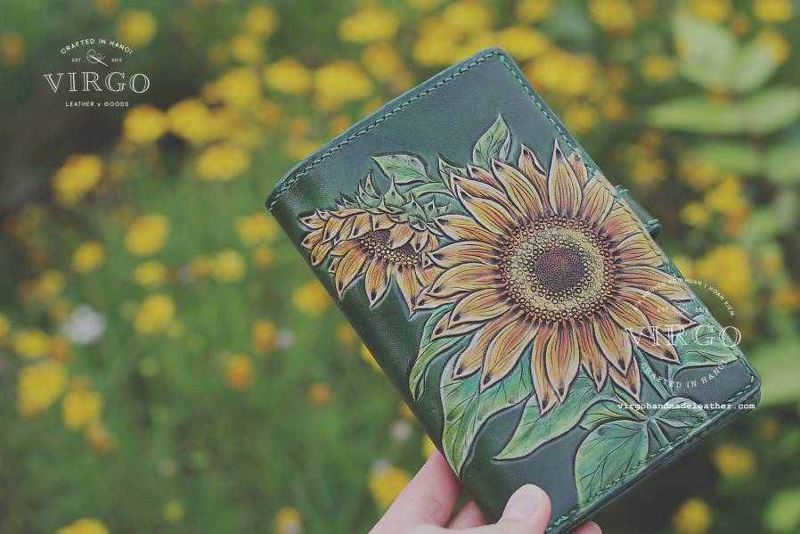 Double Sunflower Handmade Medium Wallet