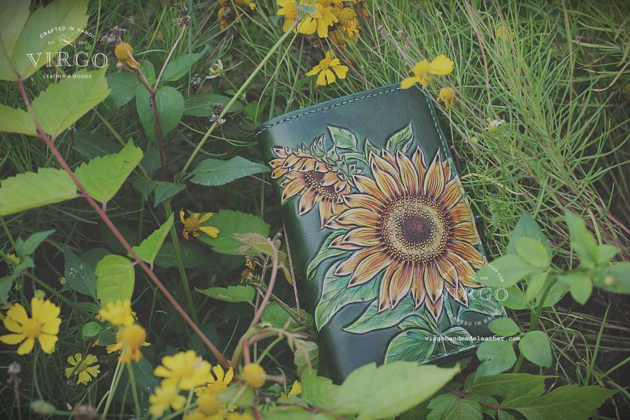 Double Sunflower Handmade Medium Wallet