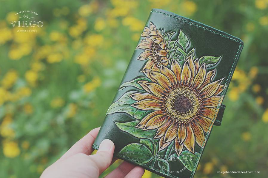 Double Sunflower Handmade Medium Wallet