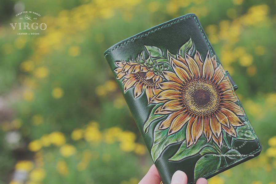 Double Sunflower Handmade Medium Wallet