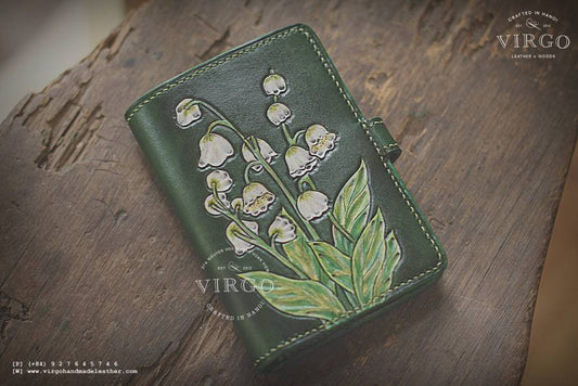 Lily of valley Hand Carved Short Coin Wallet